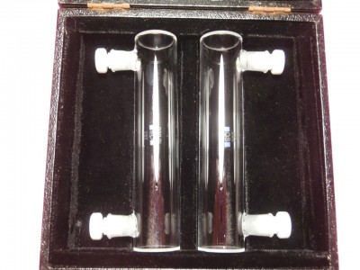 Pair of 10cm ( 100mm ) cylindrical, quartz absorption cells, Hellma 120-QS