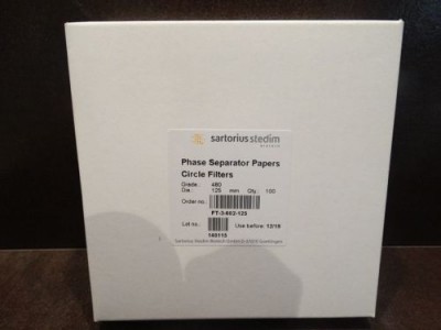 Sartorius 480Grade Silicon Phase Separator Filter Paper,Non Sterile,125mm(Pk100)