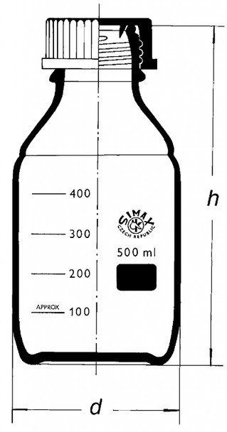 بطری درپیچ دار درب آبی 250 میلی زیماکس قابل اتوکلاو 