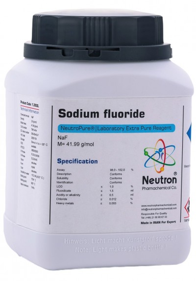 سدیم فلوراید گرید Extra pure یک کیلوگرمی کد 1.3930 ساخت شرکت شیمی دارویی نوترون 