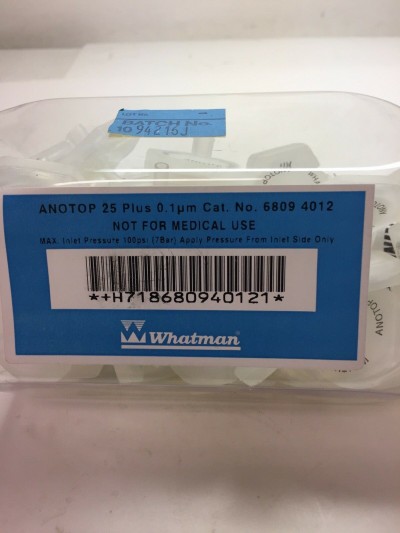فیلتر سرسرنگی گرید Anotop® 25 Plus کد 68094012 پروسایز 0.1 میکرون ساخت کمپانی واتمن بسته 50 عددی 