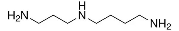 فرمول شیمیایی اسپرمیدین (Spermidine): NH2(CH2)3NH(CH2)4NH2 | یک ترکیب پلی‌آمین با کاربردهای گسترده در تحقیقات بیوشیمیایی و زیست‌شناسی مولکولی.