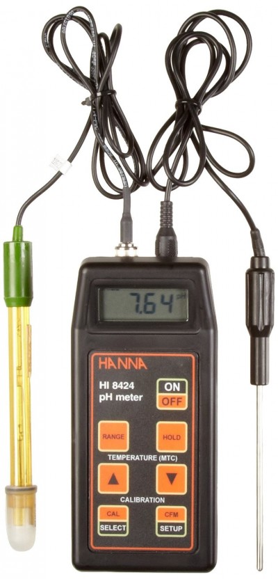 pH متر پرتابل |فروشنده pH متر پرتابل | وارد کننده pH متر پرتابل | مدل HI-8424 به همراه کیف و بافر و الکترود