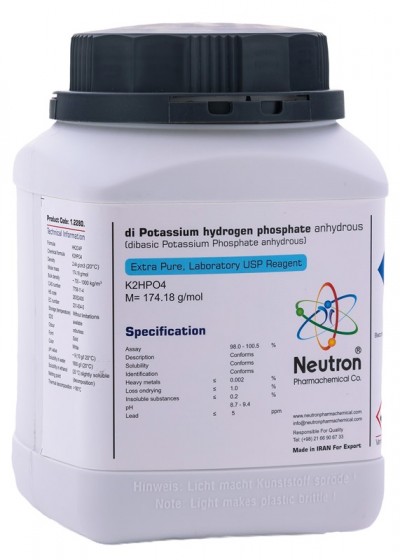دی پتاسیم هیدروژن فسفات گرید Extra pure یک کیلوگرمی کد 1.1430 ساخت شرکت شیمی دارویی نوترون 