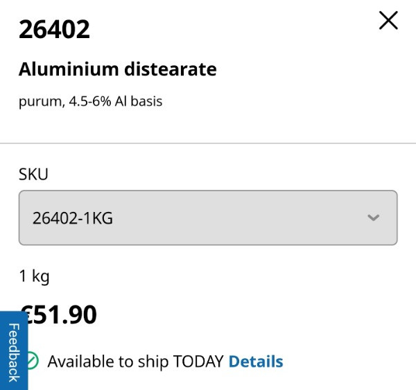 خرید و قیمت دی استئارات آلومینیوم سیگما آلدریچ | 1 کیلوگرم | کد 26402