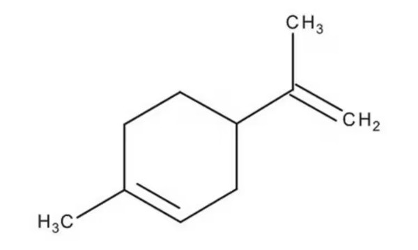 **فرمول DL-Limonene (C₁₀H₁₆):** ساختار حلقوی با گروه‌های متیل و ایزوپروپنیل، ایزومر نوری (±)-Limonene، کاربرد در سنتز شیمیایی و صنایع.