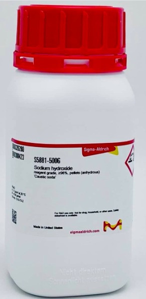 خرید و قیمت سدیم هیدروکسید مرکب آزمایشگاهی سیگما آلدریچ | NaOH پلت 500 گرمی | کد S5881 